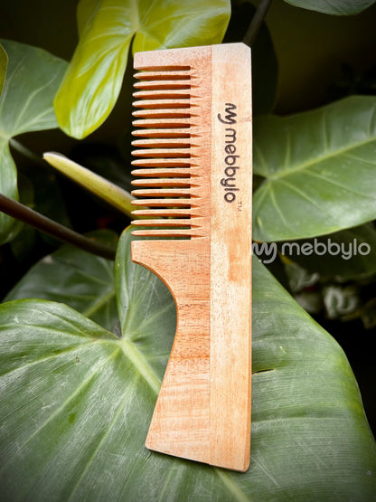 Detangling Comb with Handle | Neem wood