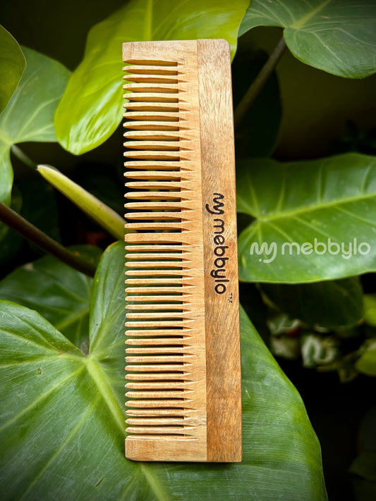 Wide and Narrow Spaced Teeth Neem wood Comb