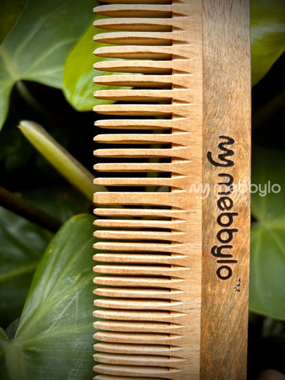 Wide and Narrow Spaced Teeth Neem wood Comb